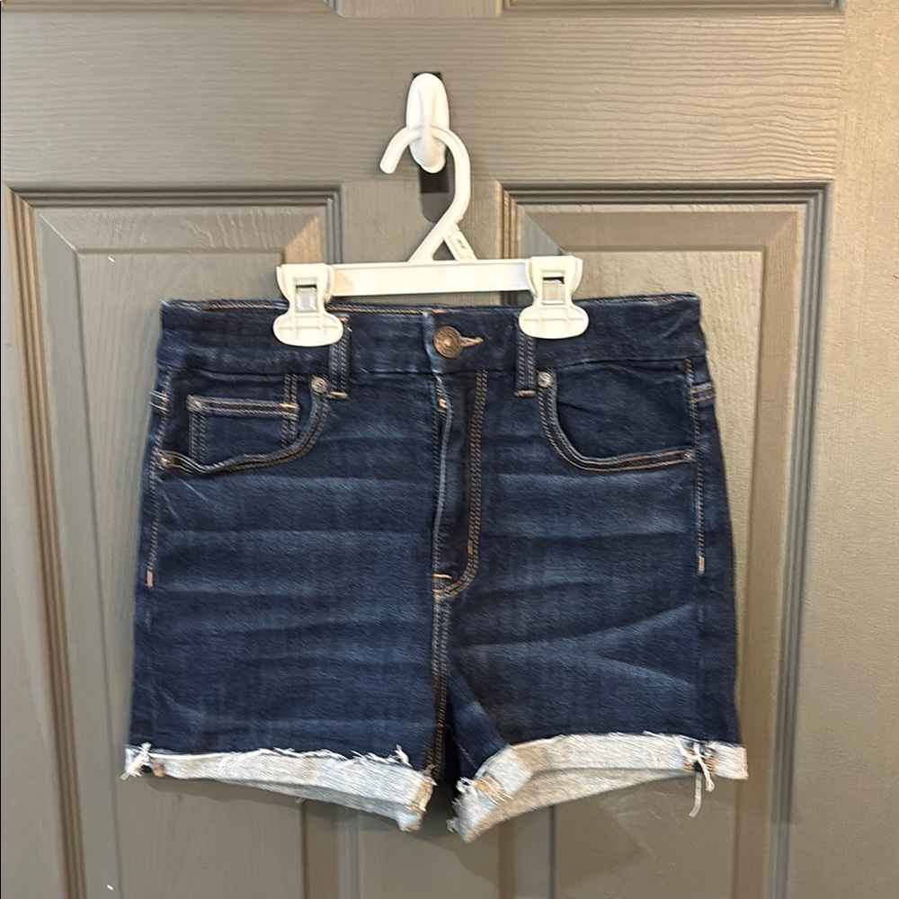 American Eagle Outfitters Dark Blue Jean Shorts - Hi-rise, curvy
